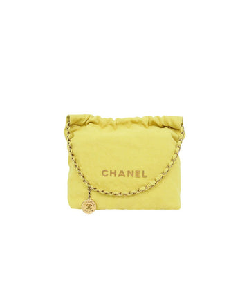 CHANEL Gelbe Stoff 22 Schultertasche 68266 160409761 [P]