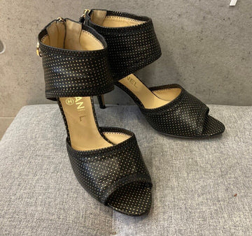 CHANEL Open Toe Polka Dot High Heel Shoes Black G26459H072214 148410435 [P]