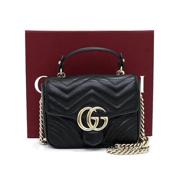 GUCCI 811238 GGマーモント ミニ トップハンドル トートバッグ兼 ゴールドチェーン ショルダーバッグ クロスバッグ aa67460 160438058 [P]