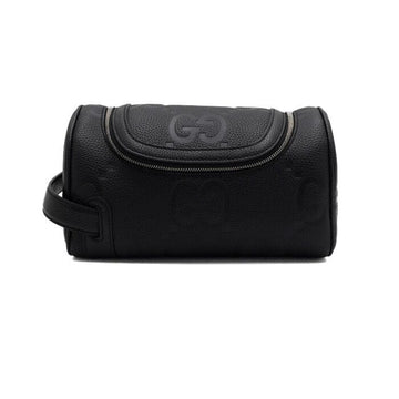 GUCCI Schwarze Leder Jumbo GG Kulturbeutel Tasche 739378 160438072 [P]