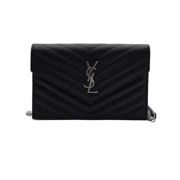 SAINT LAURENT モノグラム エンベロープ シルバー チェーン ショルダーバッグ兼クロスバッグ AA67450 160438073 [P]