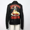 Moschino Black Lambskin Cherry Pie Printed Belted Biker Women's Leather Jacket A3702 160506357 [P]