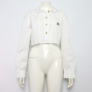 Miu Miu White Poplin Cropped Women's Shirt MK1674 160505933 [P]