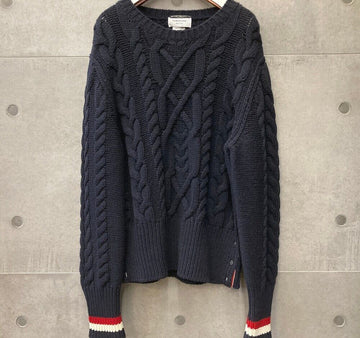 Thom Browne Wool Cable Knit Navy MKA075AF051203 148410236 [P]