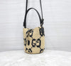 GUCCI Woven Mini Bucket Bag Natural Black 816284 157180367 [P]