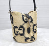 GUCCI Woven Mini Bucket Bag Natural Black 816284 157180367 [P]