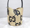 GUCCI Woven Mini Bucket Bag Natural Black 816284 157180367 [P]