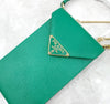 Prada New Triangle Logo Green Phone Pouch Leather Mini Chain Bag 154662268 [P]