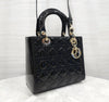 DIOR レディ ミディアム バッグ ブラック パテント M0565OWCB 157180577 [P]