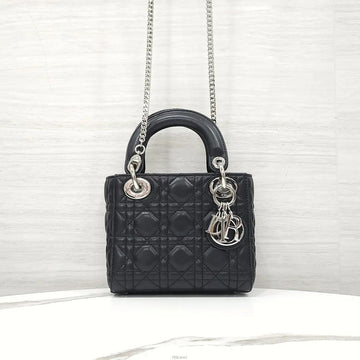 DIOR レディ ミニバッグ ブラック カナージュ シルバーラムスキン M0505ONGE 161270047 [P]