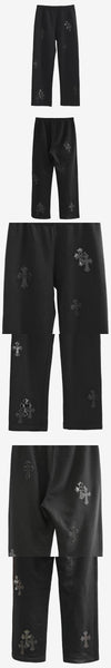 CHROME HEARTS Trainingshose mit Lederpatch schwarz NPW3ZW27 161270135 [P]