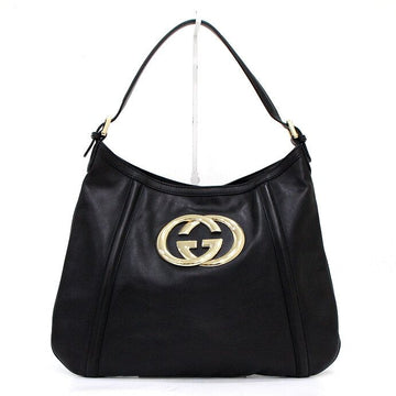 GUCCI Hobo Schultertasche mit GG-Interlocking-Logo in schwarzem Leder 162740 162652984 [P]