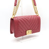 CHANEL ボーイラムスキンシェブロンミディアムフラップチェーンショルダーバッグ A67086 152894113 [P]