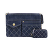 CHANEL Denim White Stitch Quilted Gold Button Multi Pocket Clutch Bag AP1016 41431 152893973 [P]