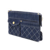 CHANEL Denim White Stitch Quilted Gold Button Multi Pocket Clutch Bag AP1016 41431 152893973 [P]