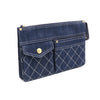 CHANEL Denim White Stitch Quilted Gold Button Multi Pocket Clutch Bag AP1016 41431 152893973 [P]