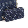 CHANEL Denim White Stitch Quilted Gold Button Multi Pocket Clutch Bag AP1016 41431 152893973 [P]