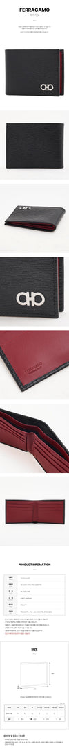 SALVATORE FERRAGAMO 66 A064 NERO RED 0685978 SS26 メンズ ガンチーニ 二つ折り財布 159897463 [P]
