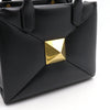 VALENTINO ブラックレザー ワンスタッド スモール トートバッグ 兼 ショルダーバッグ クロスバッグ aa51172 152889106 [P]
