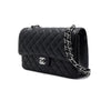 CHANEL Black Caviar Classic Medium Silver Chain Shoulder Bag A01112 152315141 [P]