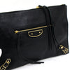 BALENCIAGA Klassische Edge Clutch aus schwarzem Leder mit goldenen Akzenten 390186 152314896 [P]