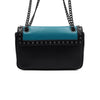PRADA Graue Kalbsleder Schultertasche mit Studs und schwarzem Logo Kette 1BD147 152314802 [P]
