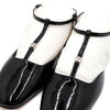 GUCCI 754136 シルバーGGロゴ ブラック グロス レザー スクエア トゥ レディース フラットシューズ aa61676 153596655 [P]