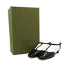 GUCCI 754136 シルバーGGロゴ ブラック グロス レザー スクエア トゥ レディース フラットシューズ aa61676 153596655 [P]