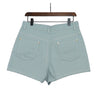 Fendi Light Blue Cotton Embroidered Logo Women's Short Pants 835 155517977 [P]