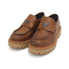 PRADA ブラウンレザー三角ロゴ女性ローファー 1D801N aa63227 155499908 [P]