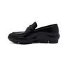 PRADA Schwarze gebrushte Gummi-Plattform-Penny-Loafer für Damen 1D196 155800990 [P]