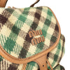Miu Miu Plaid Wool Leather Flap Pocket Backpack Camel Green 161835408 [P]