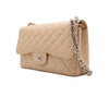 CHANEL Beige Caviar Classic Large (Jumbo) Silver Chain Shoulder Bag A58600 163155390 [P]