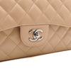 CHANEL Beige Caviar Classic Large (Jumbo) Silver Chain Shoulder Bag A58600 163155390 [P]