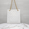 CHANEL Classic CC Logo Shopper Bag White Gold 10093 163155919 [P]