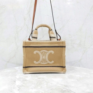 Celine Small Cabas Tie Triomphe Textile Beige 199162EGH 8606 7025898 [P]