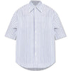 AMI Cotton Short Sleeve Wide Shirt in 26 Stripe 157144626 [P]