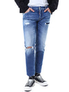 DSQUARED2 フォトレザーパッチディストロイドデニムパンツ 121654769 [P]