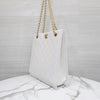 CHANEL Classic CC Logo Shopper Bag White Gold 10093 163155919 [P]