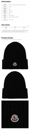 MONCLER Wollmütze mit Logo-Patch in Schwarz 3B000 36 A9327 999 162491994 [P]