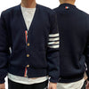 THOM BROWNE Milano Stitch Diagonal Band 4 Bar Cardigan Navy (MKC171A 00219 415) 123467549 [P]