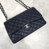 CHANEL Classic Large Caviar Flap Bag Navy Silver 9109 163156006 [P]