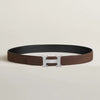 HERMES H-Riemenschnalle reversible 32mm Schwarz Schokolade Edelstahl Matt 95 Herren Leder Gürtel H064544CB86 116341655 [P]