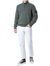 STONE ISLAND ワッペンパッチ 半開き ボタンジップ ウール ニット 105625947 [P]