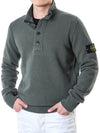 STONE ISLAND ワッペンパッチ 半開き ボタンジップ ウール ニット 105625947 [P]