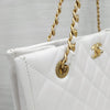 CHANEL Classic CC Logo Shopper Bag White Gold 10093 163155919 [P]