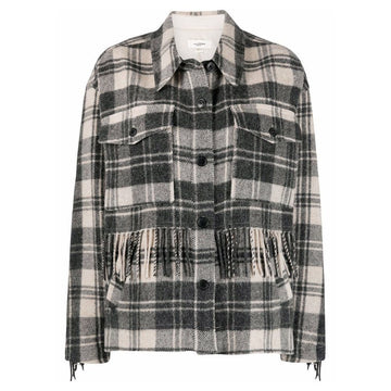 Isabel Marant 22SS FILORA Check Fringe Coat Eco Black VE1740 22P004E ECBK 31563337