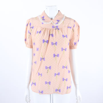 MIU MIU Seidenbluse mit kurzen Ärmeln 123242