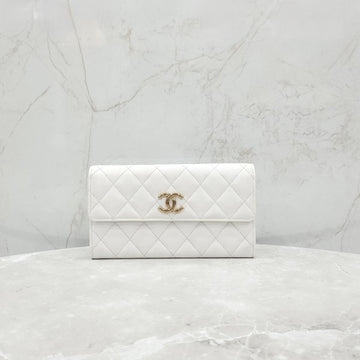 CHANEL Weiße Kaviar Klapp-Geldbörse mit CC-Logo AP3133 8676 163158131 [P]