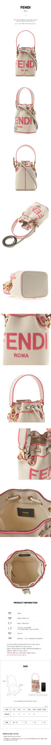 FENDI 8BS010 ANXE F1LG7 Damen Montrezzo gestickte Canvas Mini Bucket 76416713 [P]